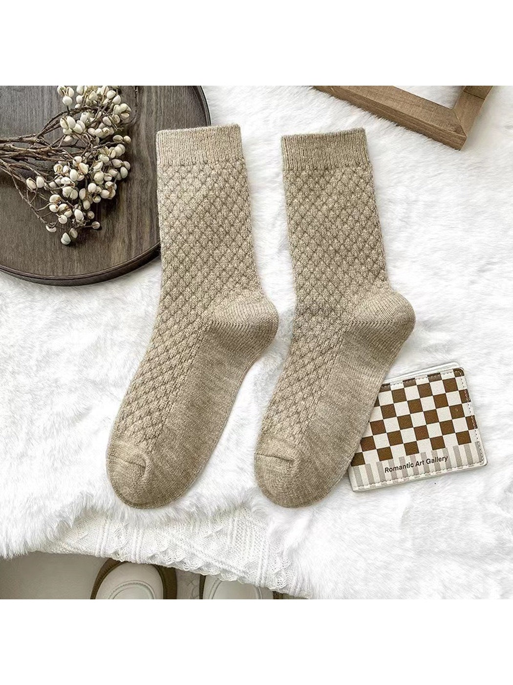 Rufia - Textured Solid Color Everyday Crew Socks