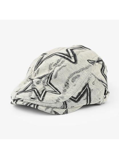 Haila - Vintage Short Brim Stars Newsboy Cap