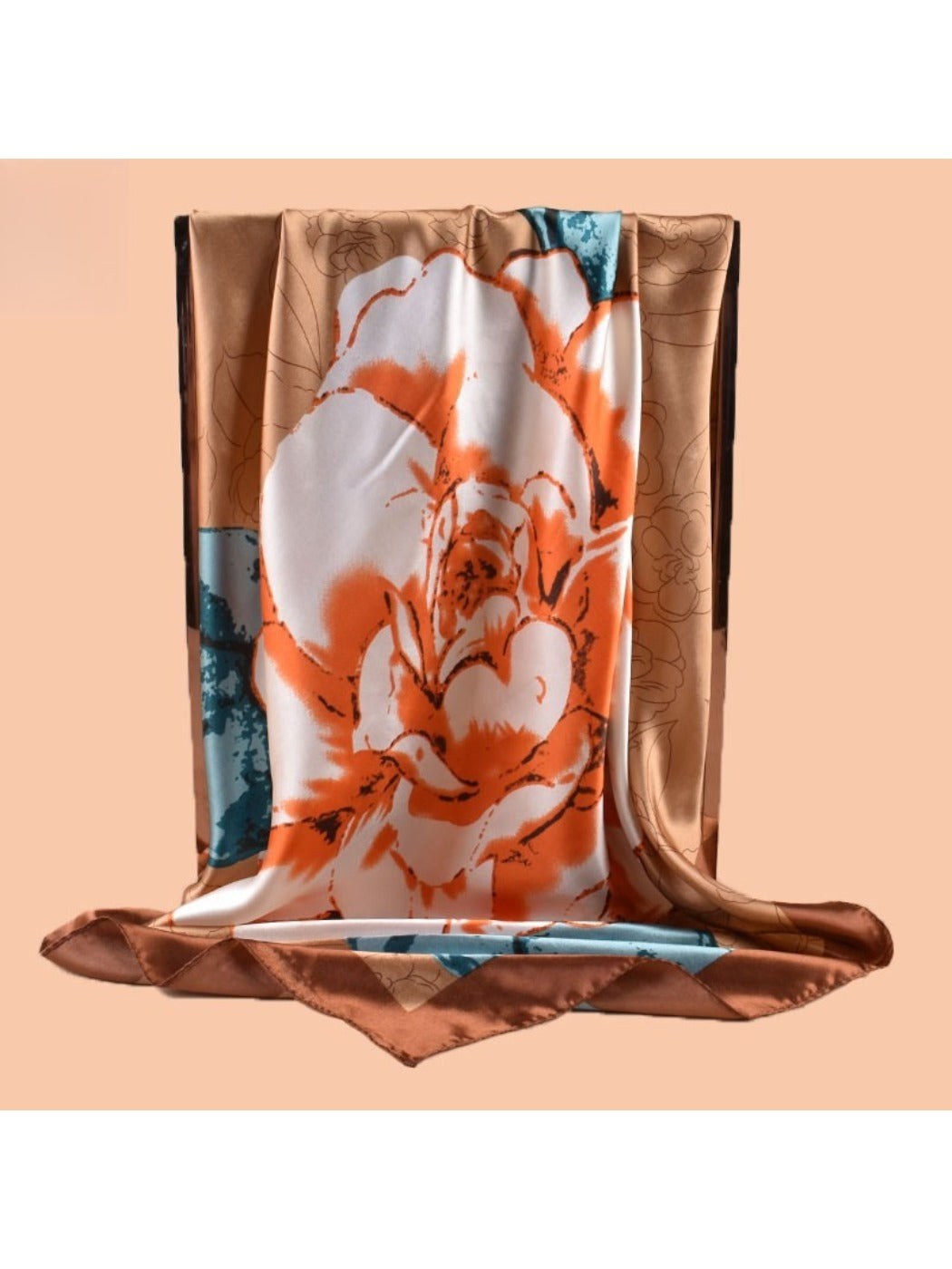 Scarvii - Square Scarf with Elegant Camellia Print