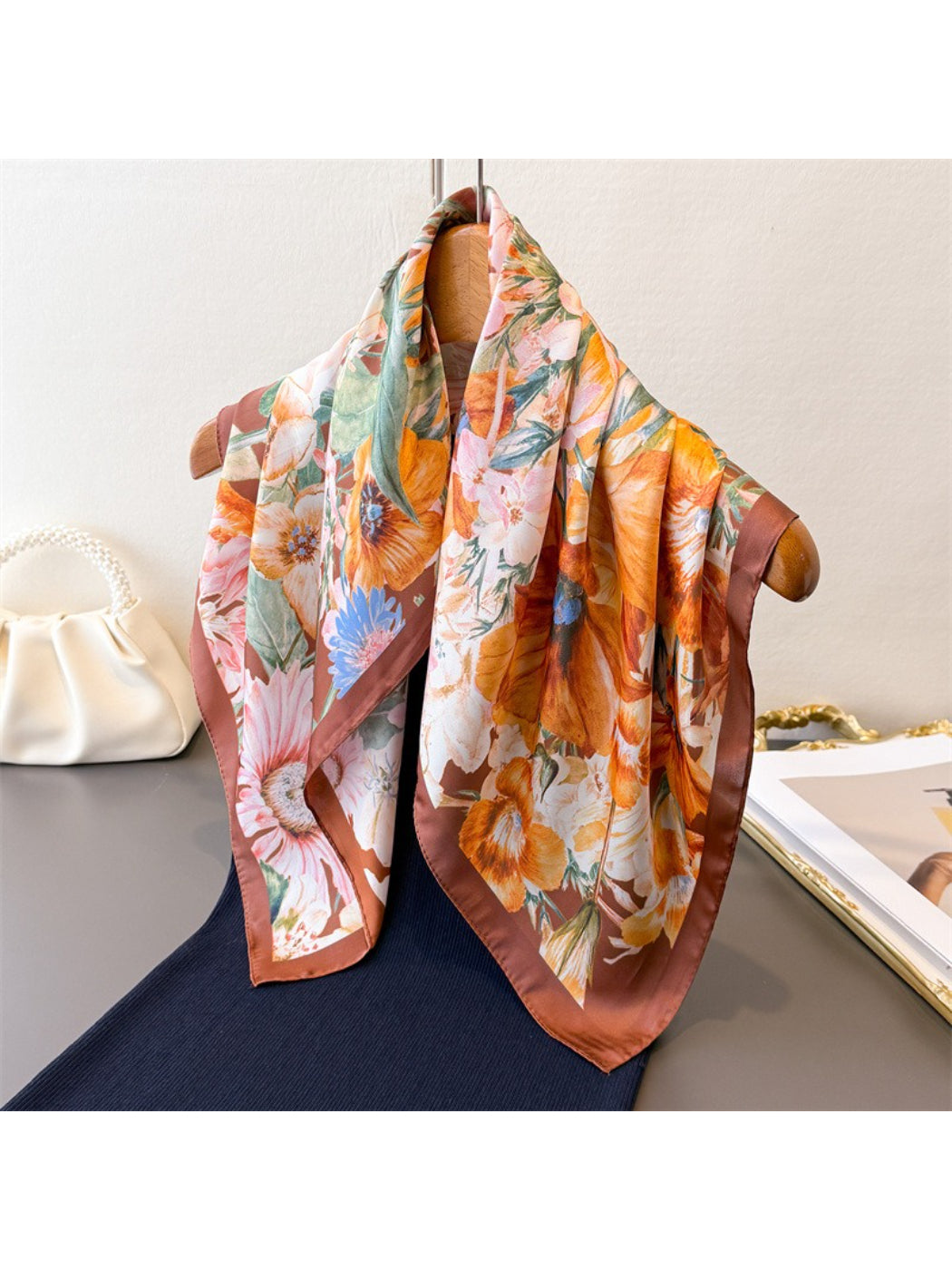 Scarvii Bright Floral Square Scarf