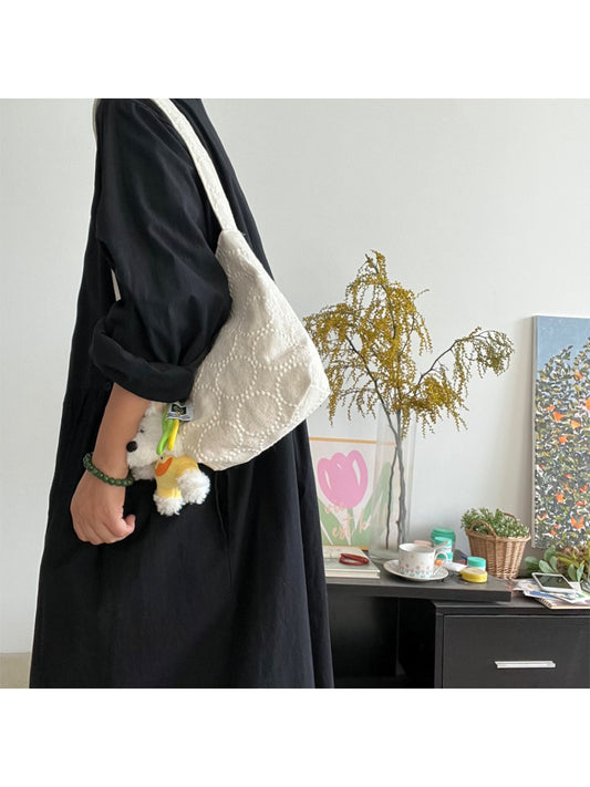Close-up of Cosbai tote bag showing soft textured fabric and stitching details