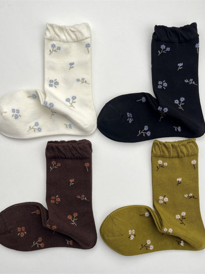 Rufia - Cute Floral Winter Sweet Socks - Soft & Warm