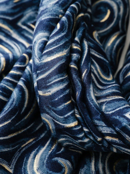 Scarvii - Classic Scarf & Shawl with Gold Foil Wavy Pattern