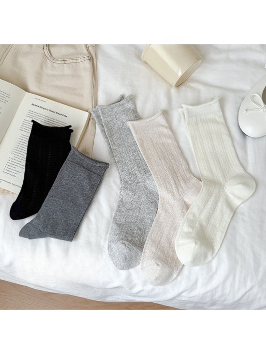 Rufia - Women's Minimal Mesh Knit Crew Socks