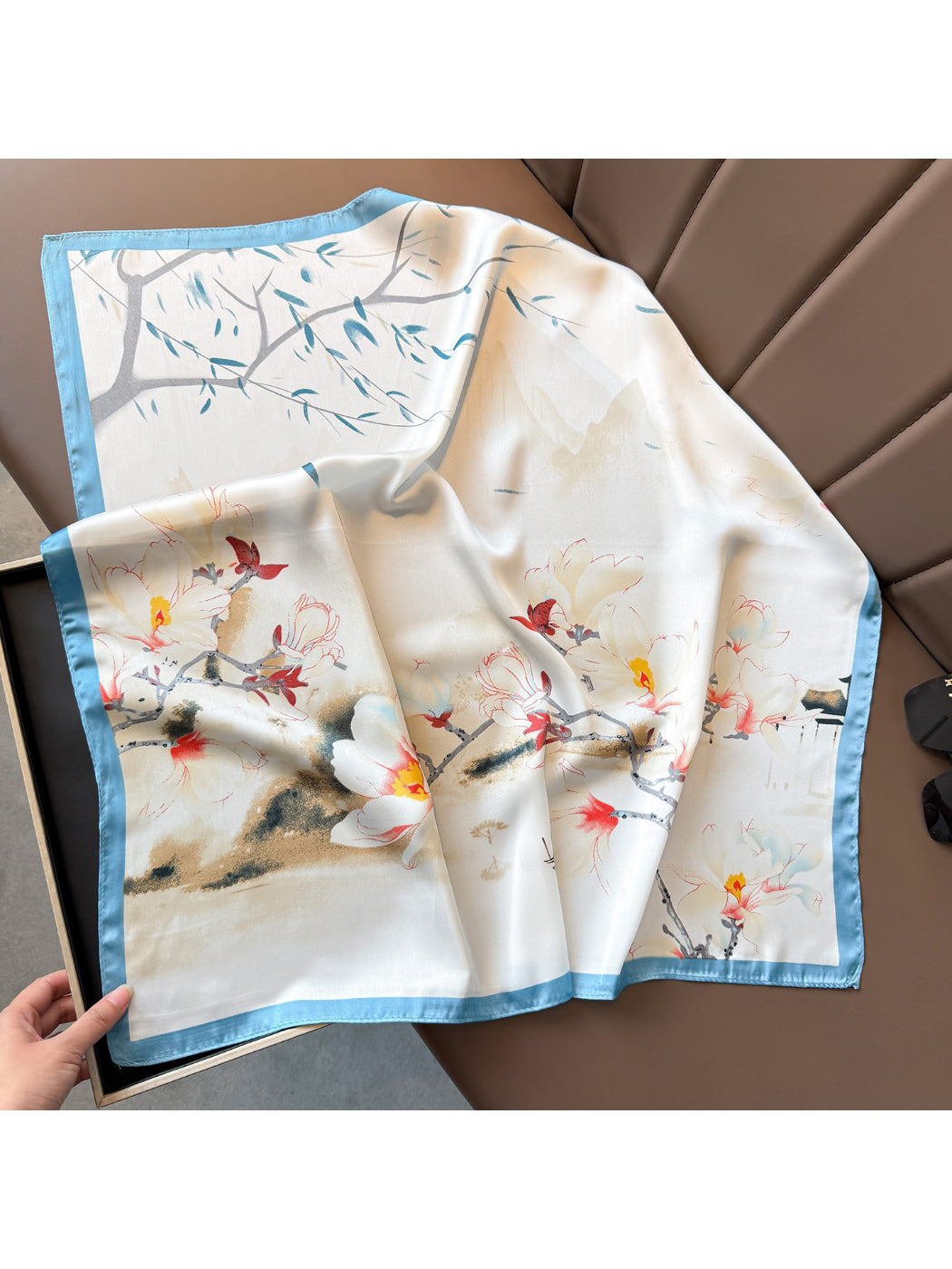 Scarvii Magnolia Floral Square Scarf