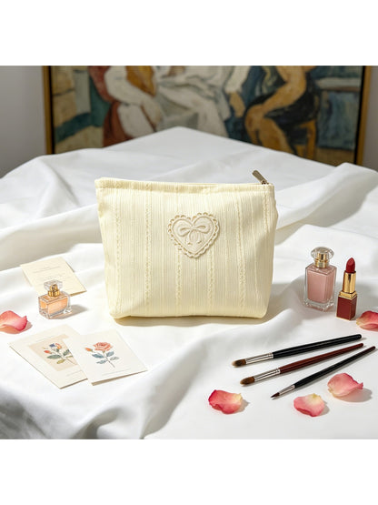 Cosbai - Heart and Bow Design Zip Pouch