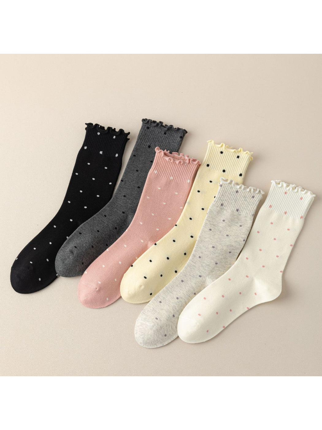 Rufia - Polka Dot Lettuce-Edge Crew Socks product image 1
