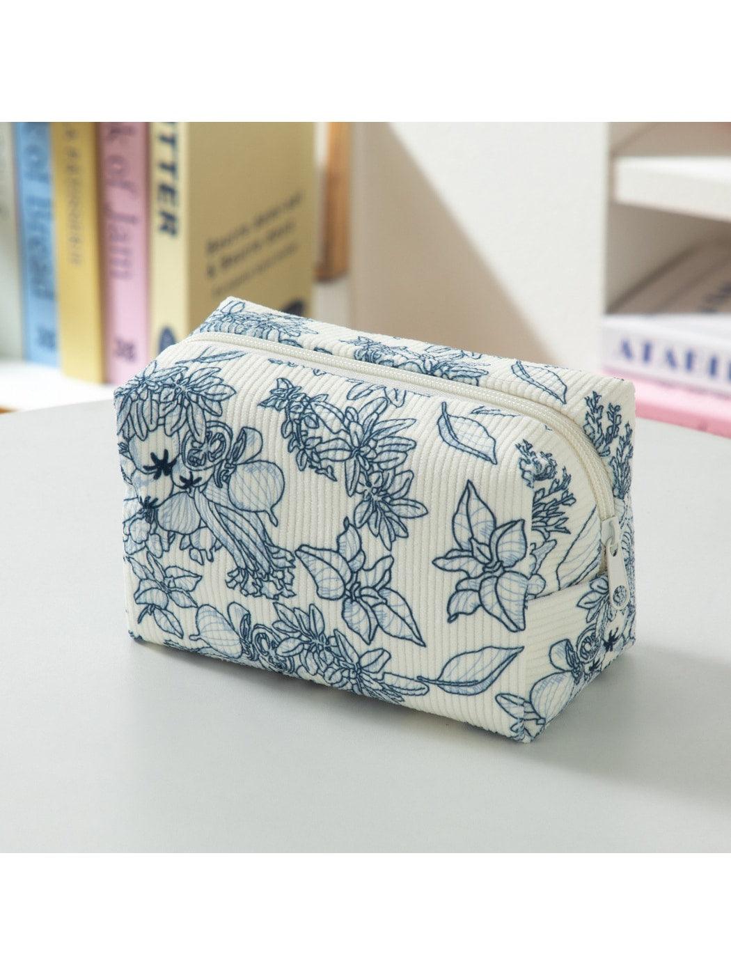 Cosbai - Floral Print Zipper Cosmetic Organizer Bag