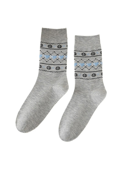 Rufia - Vintage Mid-Calf Socks with Cartoon Patterns for Women