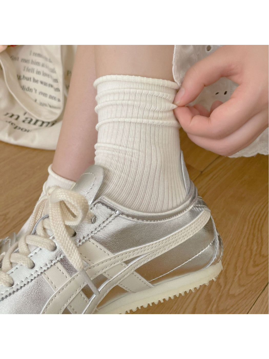 Rufia Rolled Edge Stripe Mid Calf Socks color options