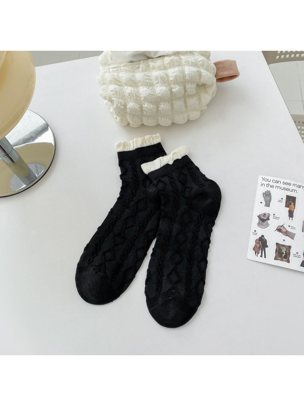 Rufia - Elegant Lace Pattern Crew Socks product image 6