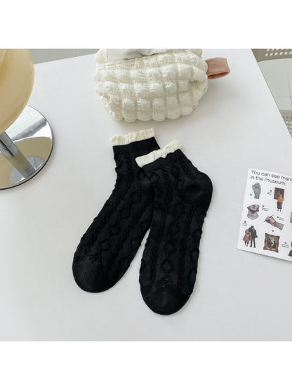 Rufia - Elegant Lace Pattern Crew Socks product image 6
