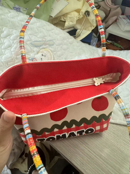 Cosbai – Canvas Tote Bag with Tomato Pattern