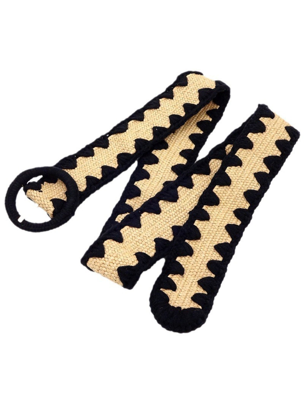 Beco Textured Knit Contrast Edge Adjustable Waist Belt with knit texture