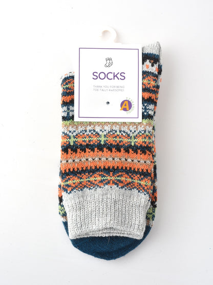 Rufia - Knitted Mid-calf Winter Socks with British Style