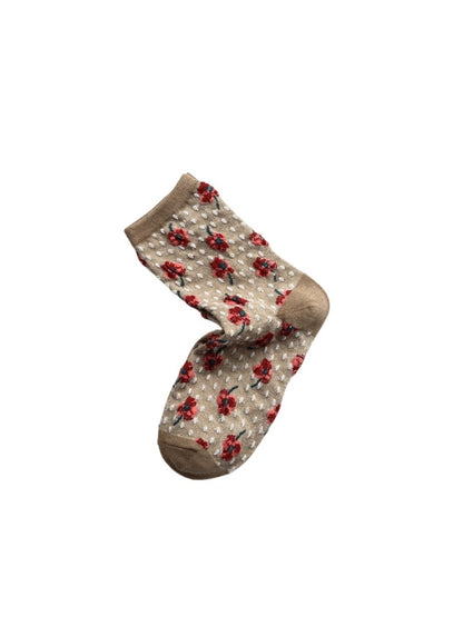 Rufia - Floral Embossed Bohemian Mid-Crew Socks