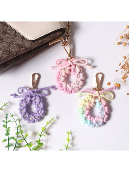 Koco Pastel Floral Wreath Keychain color options including Red, Rainbow, Yellow