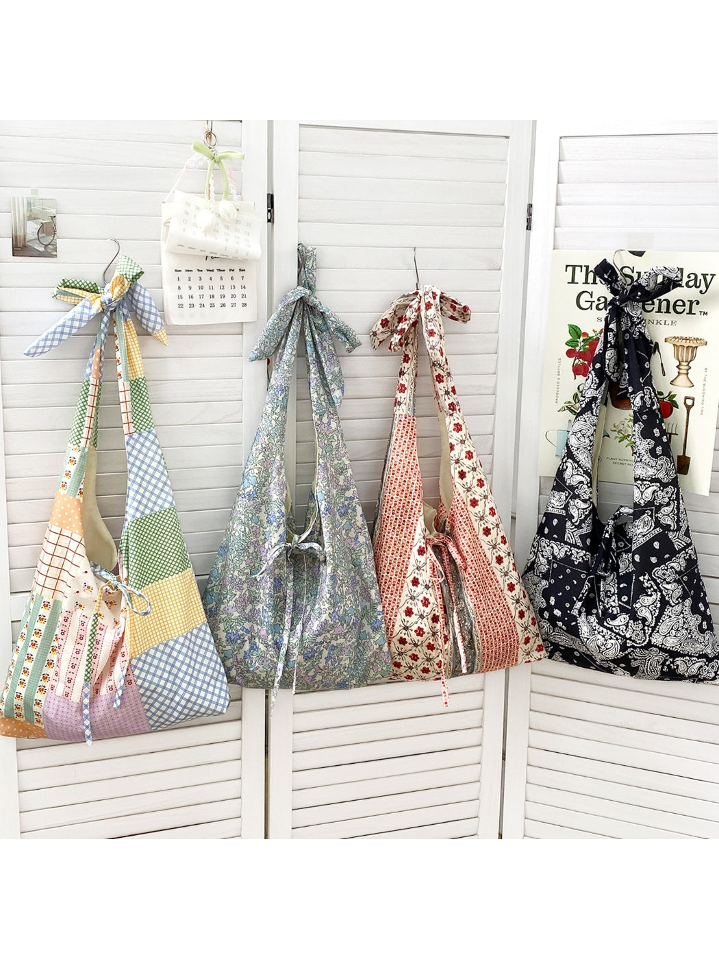 Cosbai Boho tie strap sling tote bag in woven material with accents