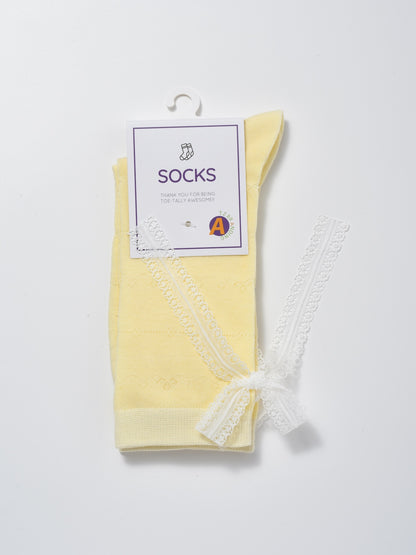 Rufia - Elegant Bow Lace Accent Crew Socks product image 6