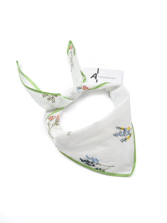 Scarvii - Wildflower Embroidered Tie Triangle Headscarf