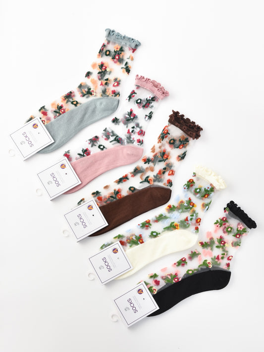Rufia - Sheer Floral Ankle Socks