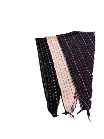 Scarvii Floral Stripe Tie Triangle Scarf displayed flat highlighting shape and pattern
