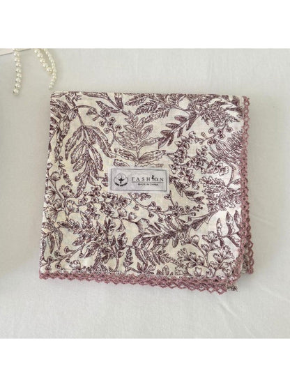 Scarvii scarf displayed on white background emphasizing square shape and ornate botanical print