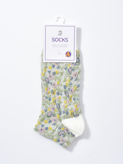 Rufia - 3D Vintage Floral Ankle Socks