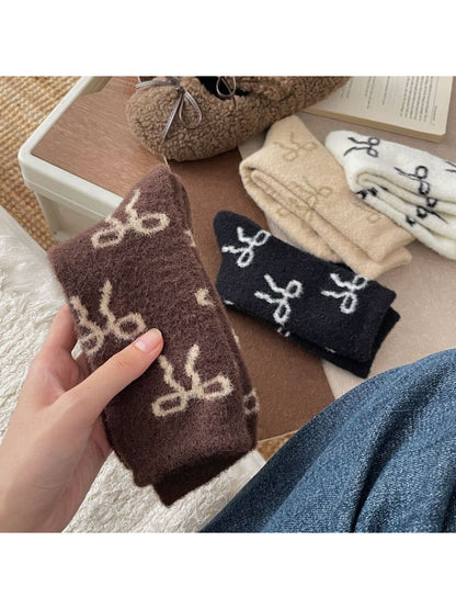 Rufia - Thick Everyday Bow Motif Crew Socks