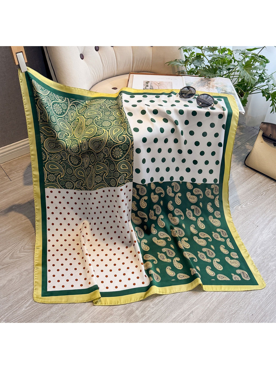 Scarvii - Patchwork Dot Paisley Print Scarf