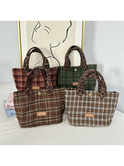 Cosbai - Cozy Plaid Small Everyday Tote