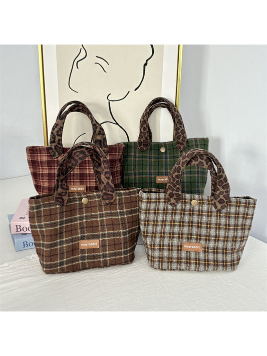 Cosbai - Cozy Plaid Small Everyday Tote