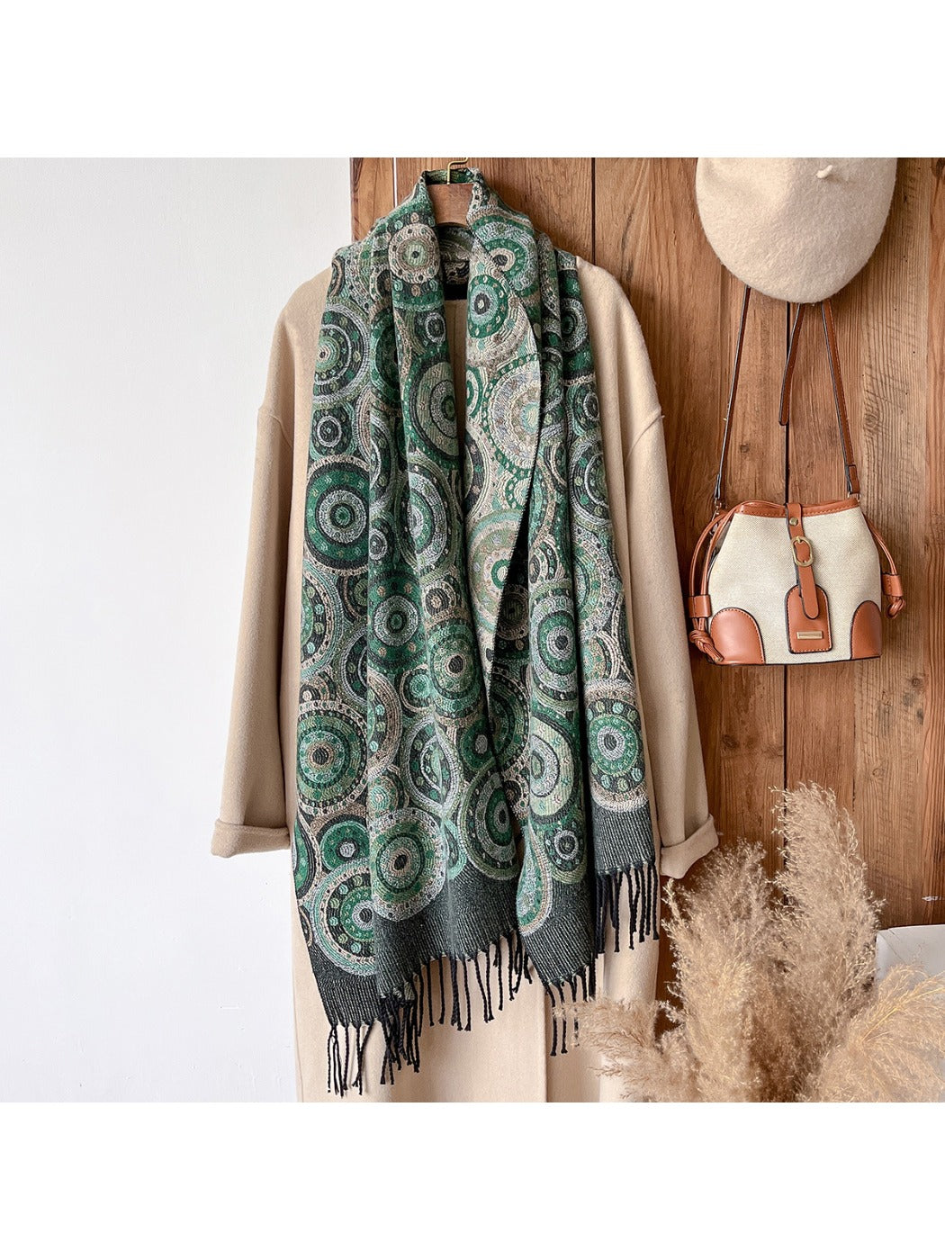 Scarvii – Circle Pattern Fringe Scarf & Wrap