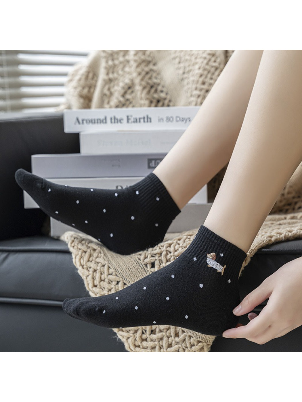 Rufia - Tiny Puppy Dot Pattern Ankle Socks product image 2