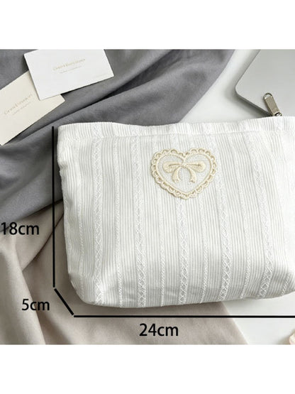 Cosbai - Heart and Bow Design Zip Pouch