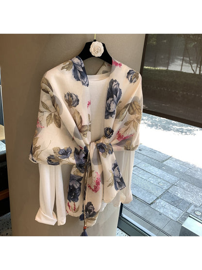 Scarvii - Floral Rectangular Layering Shawl Scarf