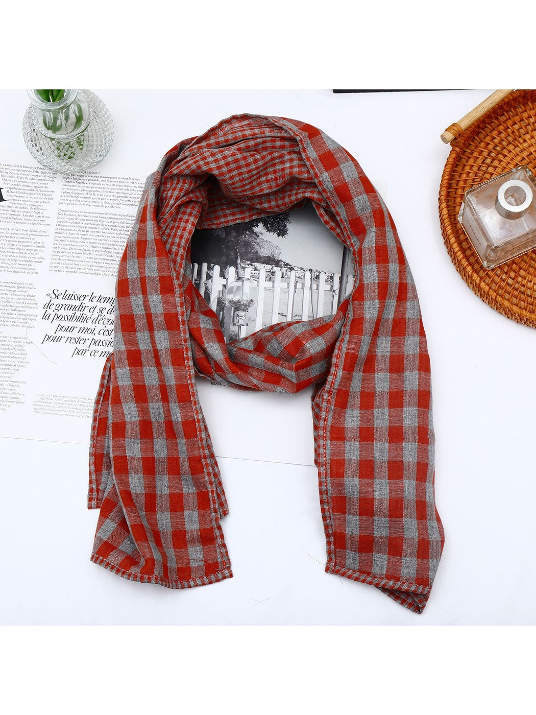 Scarvii - Geometric Plaid Rectangular Long Scarf