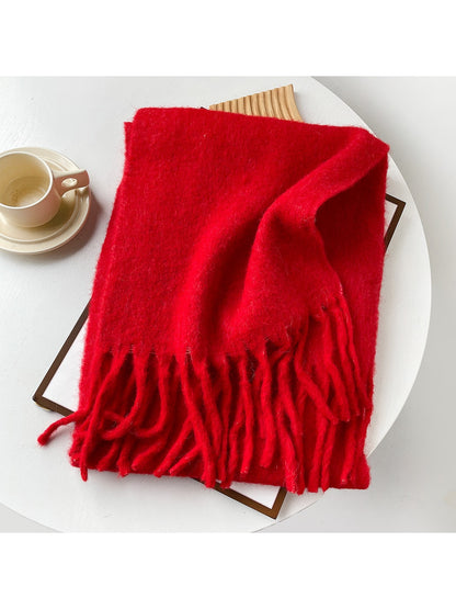 Scarvii - Brushed Solid Color Fringe Scarf