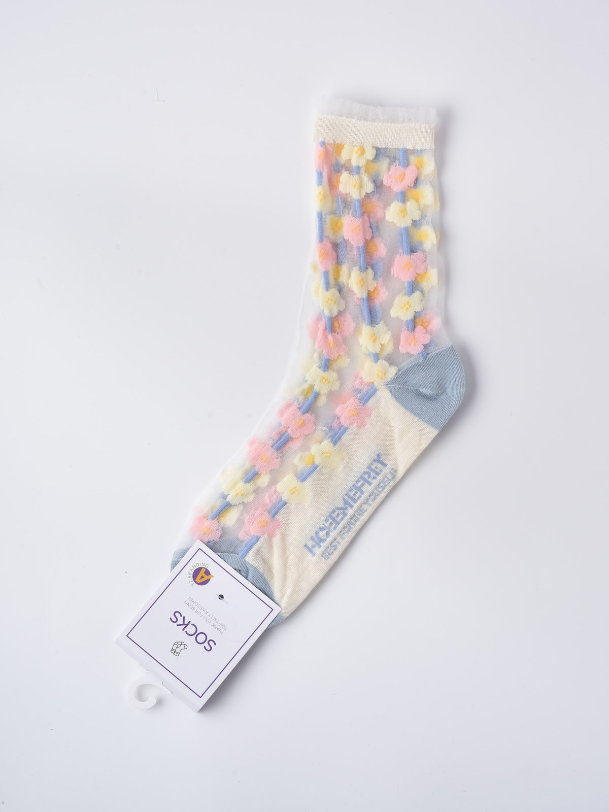 Rufia -  Hollow-out Floral Pattern Sheer Socks