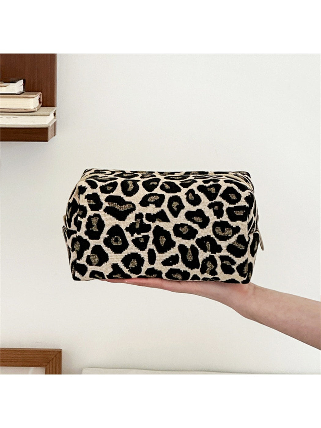 Cosbai - Leopard Print Zippered Rectangular Makeup Bag