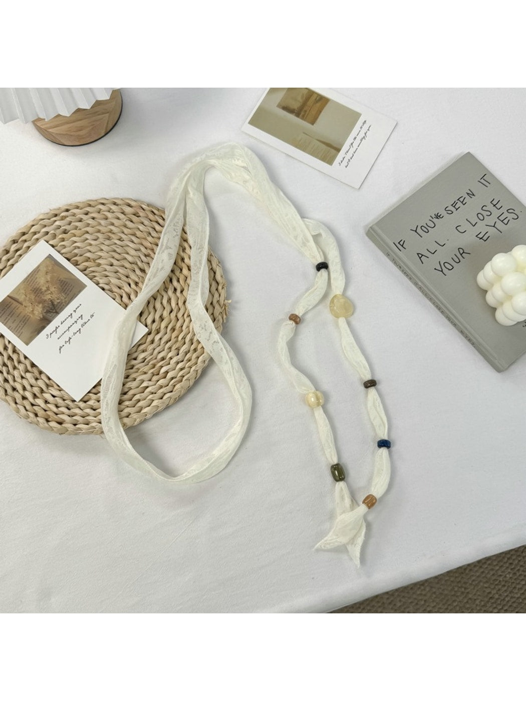 Scarvii - Minimal Elongated Tie Detail Fashion Necklace