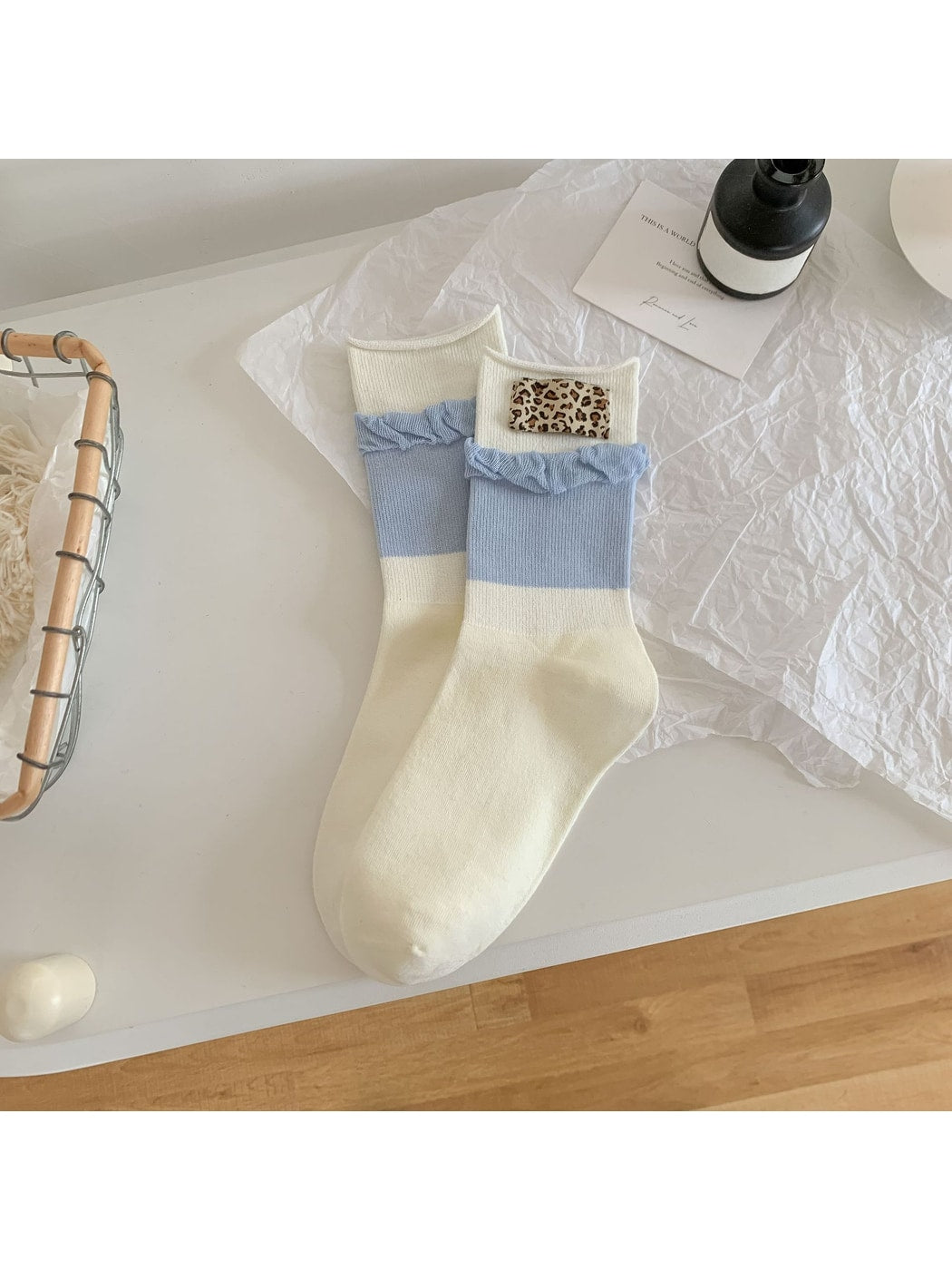 Rufia - Leopard Color Block Crew Socks