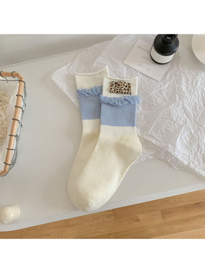 Rufia - Leopard Color Block Crew Socks