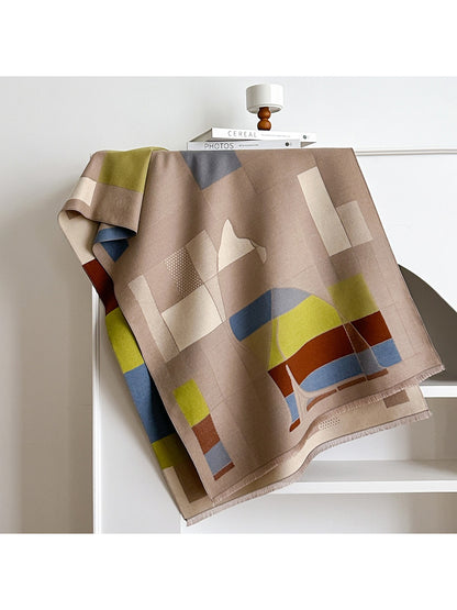 Scarvii – Geometric Print Fringe Scarf & Wrap