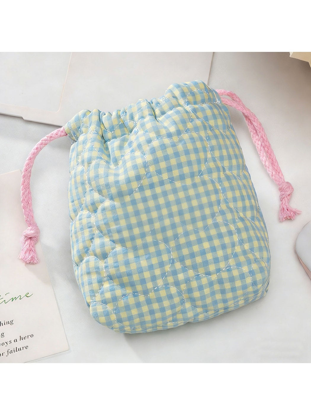 Cosbai - Quilted Drawstring Storage Pouch Bag