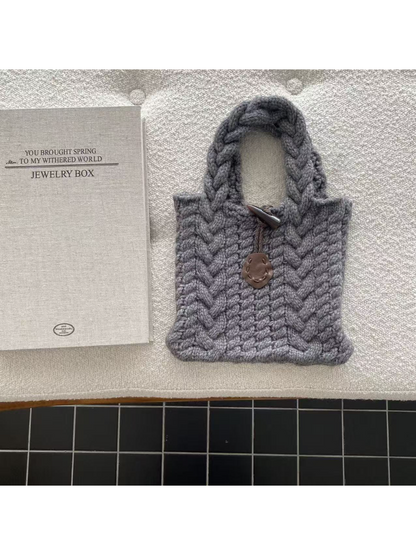 Cosbai - Chunky Textured Knit Mini Tote Bag