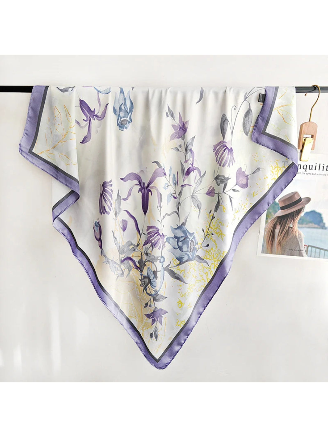 Scarvii - Botanical Floral Print Square Scarf
