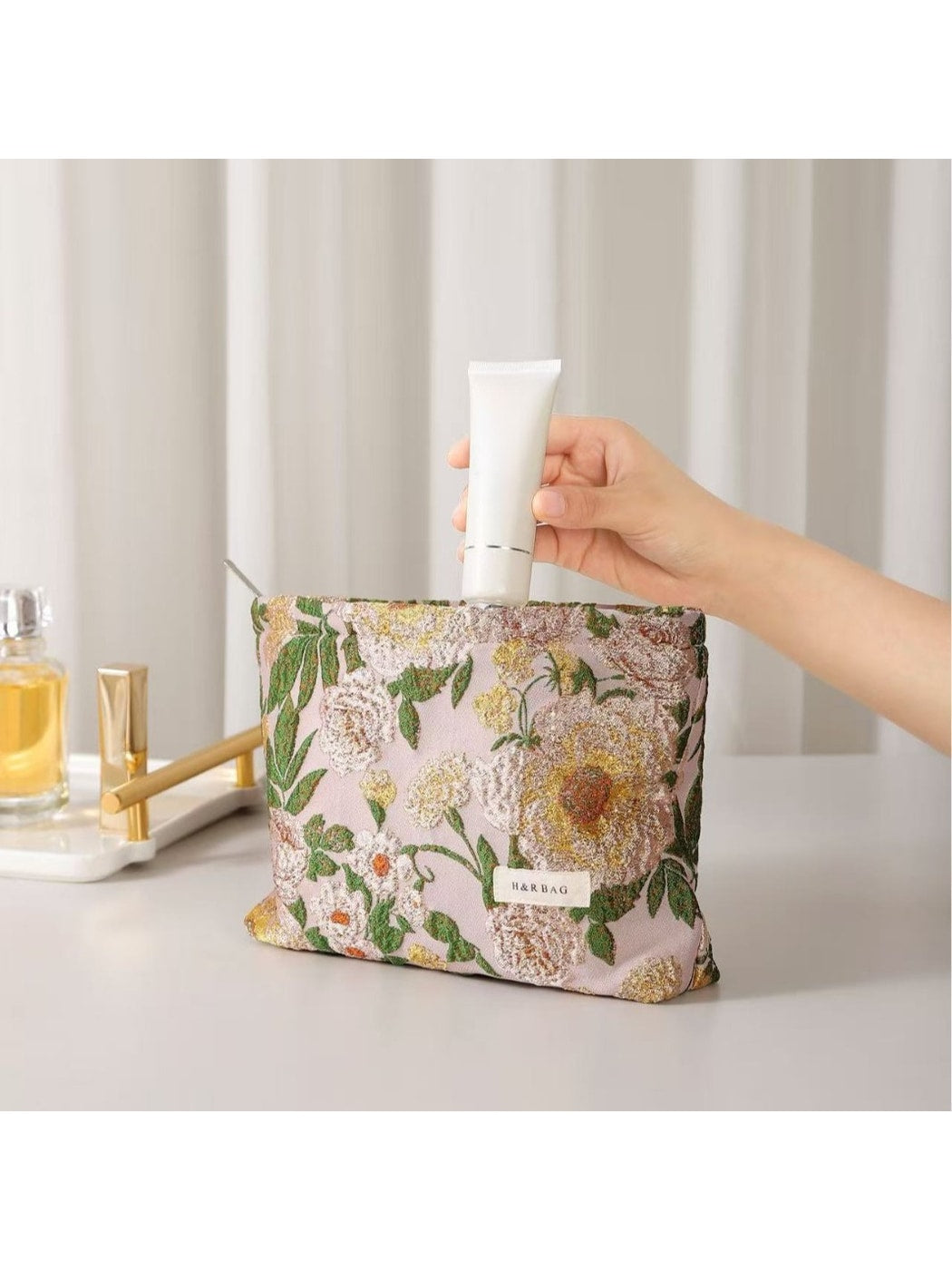Cosbai - Women's Floral Makeup Storage Pouch Bag