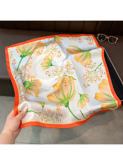 Scarvii - Floral Border Print Styling Square Scarf