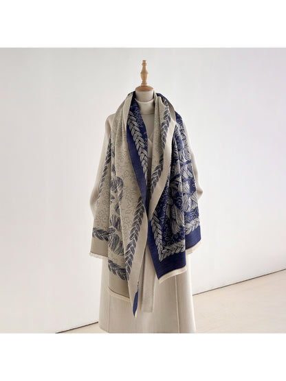 Scarvii - Floral Rope Print Fringe Scarf